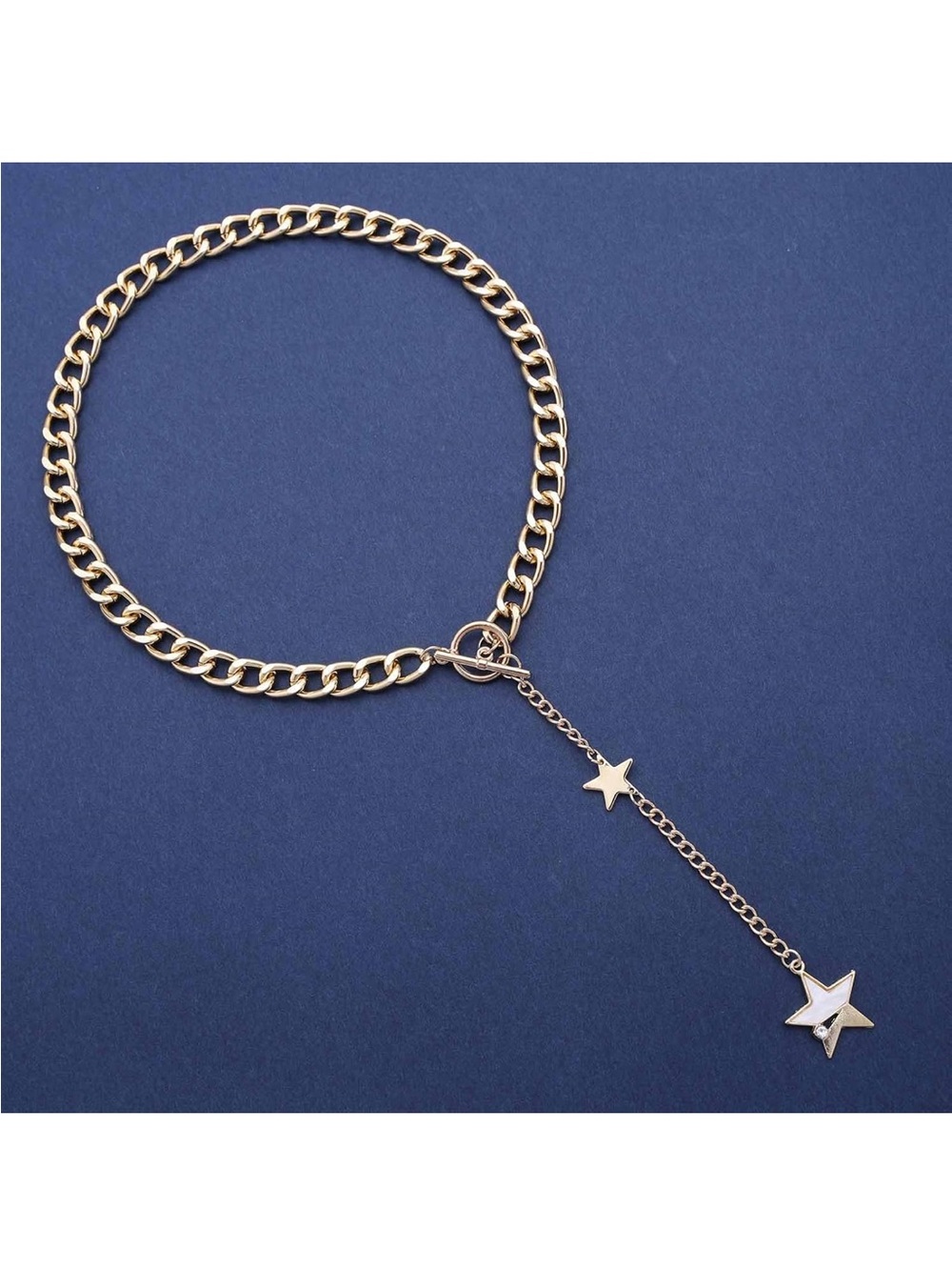 Vintage star necklace in Y Lariat, chain choker
